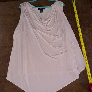 Midnight Velvet 3X Sleeveless Draped Asymmetrical Top – Blush Pink